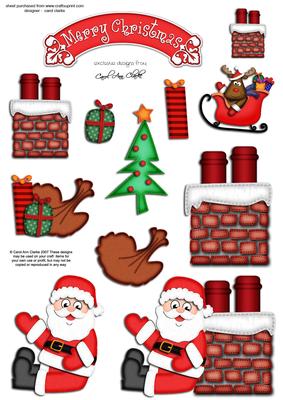 Xmas Rooftop Santa 3D Decoupage Sheet