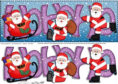Large Dl Xmas Hohoho Santa Quick Card with 3D Decoupage