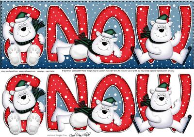 Large Dl Xmas Snow Ben Polar Bear Quick Card N 3D Decoupage