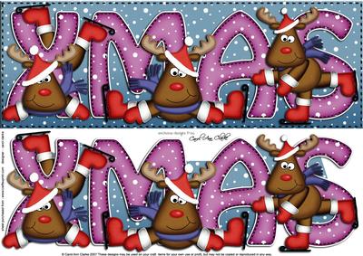 Large Dl Xmas Rudolph Quick Card with 3D Decoupage