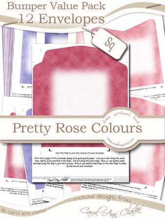 Bumper Value Pack of Square Envelopes in Pretty Rose Colours