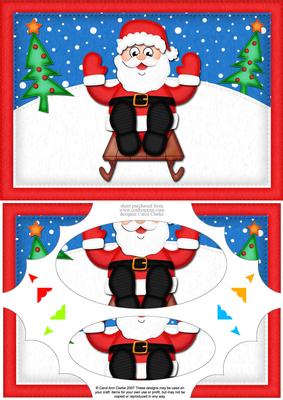 A5 Xmas Sledging Santa Scallop Corners and Pyramage