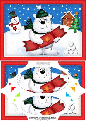 A5 Xmas Ben Polar Bear Cracker Scallop Corners and Pyramage