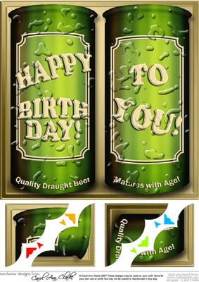 8 x 8 Birthday Beer Cans Scalloped Corner Topper