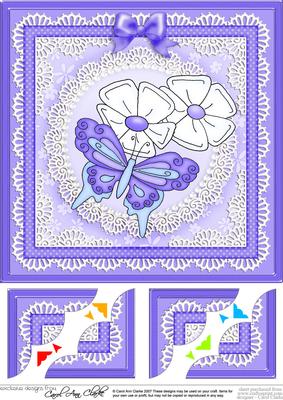 8 x 8 Fluttery Butterfly Scalloped Corner Topper