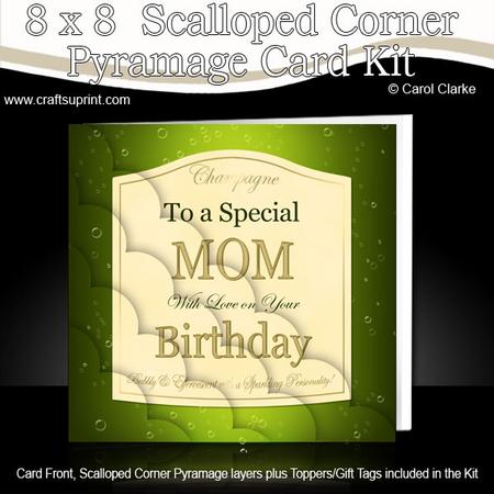 8x8 Mom Birthday Champers Label Kit Scalloped Corner