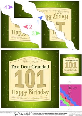 101st Birthday Grandad Champagne Label Wavy Corner Stacker