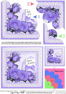 Birthday Roses Lace N Pearls Shell Edged Corner Side Stacker