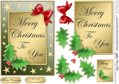 Elegant Christmas Greeting Quick Card with 3D Decoupage