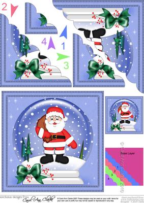 Xmas Santa Snowglobe Scallop Corner Side Stacker