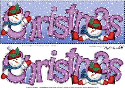 Large Dl Xmas Christmas with Snowman Quick Card 3D Decoupage