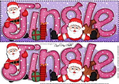 Large Dl Xmas Jingle with Santa Quick Card with 3D Decoupage
