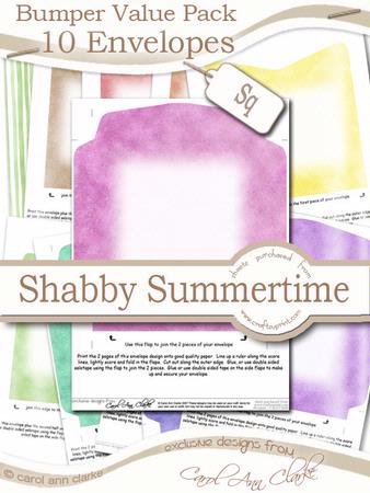 Bumper Value Pack of Square Envelopes in Shabby Summertime Colours
