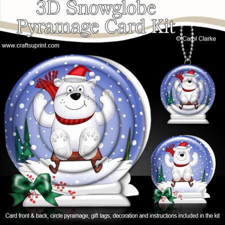 3D Xmas Ben Polar Bear Snowglobe Circle Pyramage Card Kit