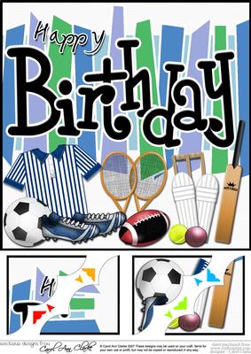 8 x 8 Birthday Sports and Games Scalloped Corner Topper