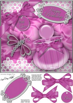8x8 Perfume Lace N Dragonfly 3D Decoupage