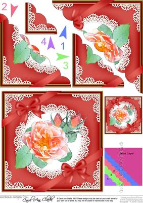 Rose and Lace Scallop Corner Side Stacker Topper