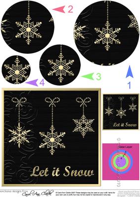 Xmas Snowflakes Quick Card with Circle Pyramage Topper
