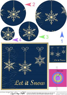 Xmas Snowflakes Quick Card with Circle Pyramage Topper