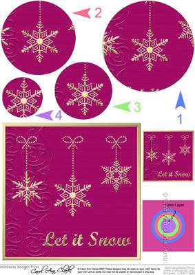 Xmas Snowflakes Quick Card with Circle Pyramage Topper