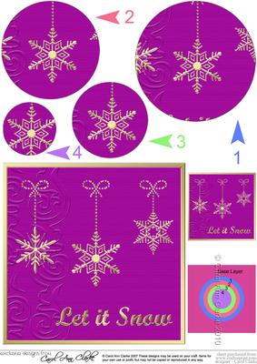 Xmas Snowflakes Quick Card with Circle Pyramage Topper