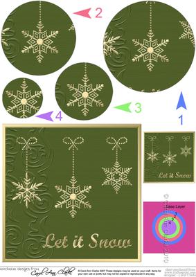 Xmas Snowflakes Quick Card with Circle Pyramage Topper