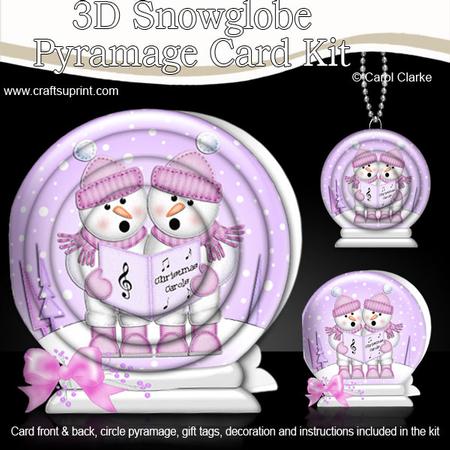 3D Xmas Singing Snowmen Snowglobe Circle Pyramage Card