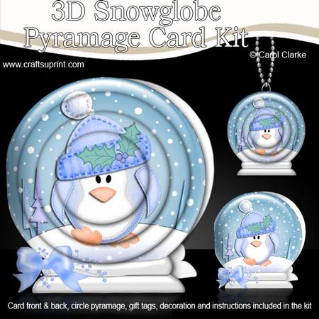 3D Xmas Cute Penguin Circle Pyramage Card
