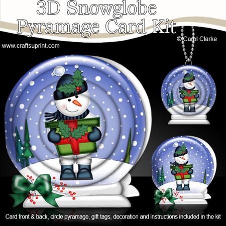 3D Xmas Snowman Snowglobe Circle Pyramage Card Kit