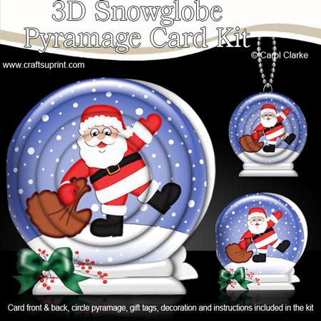 3D Xmas Santa's Sack Snowglobe Circle Pyramage Card