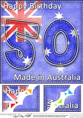 8 x 8 Flying the Flag Aus 50th Birthday Scalloped Topper