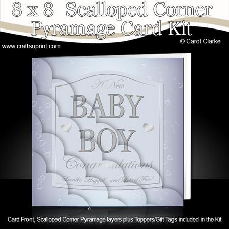 8 x 8 Baby Boy Champers Scalloped Corner Kit