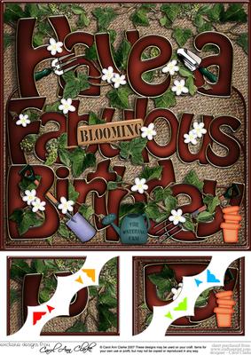 8 x 8 Happy Birthday Gardening Scalloped Corner Topper