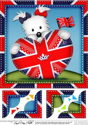 8x8 Jess Westie's Union Jack Flag Heart Scalloped Topper