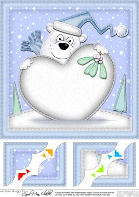 8 x 8 Ben Polar Bear Xmas Love Scalloped Corner Topper