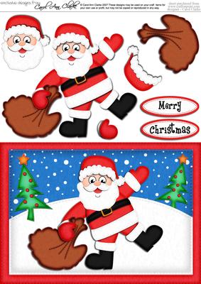 A5 Xmas Santa's Sack Quick Card N 3D Decoupage