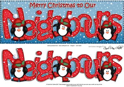 Large Dl Xmas Neighbours with Penguins Quick Card Decoupage