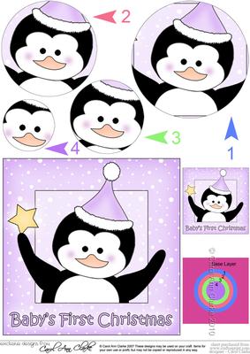 Baby's 1st Christmas Penguin Circle Pyramage Topper
