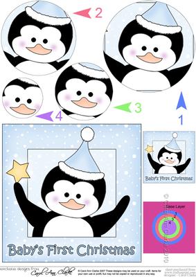 Baby's 1st Christmas Penguin Circle Pyramage Topper