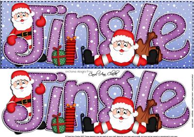 Large Dl Xmas Jingle with Santa Quick Card with 3D Decoupage