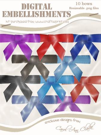 Flowers N Pearls Twill Bow Digital Embellishments
