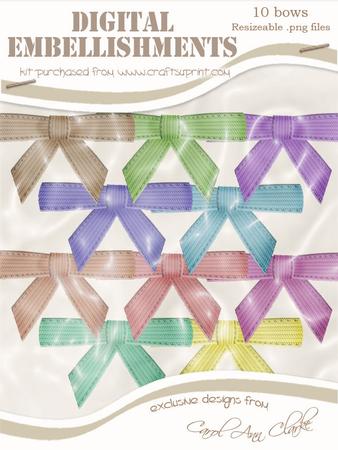 Shabby Summertime Twill Bow Digital Embellishments