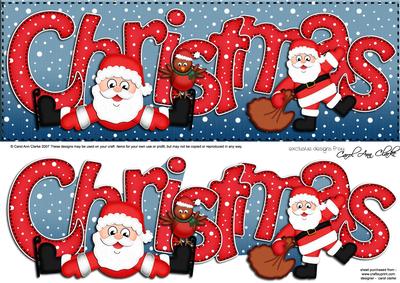 Large Dl Xmas Christmas with Santa Quick Card 3D Decoupage