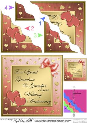 Grandma & Grandpa Wedding Anniversary Wavy Corner Stacker