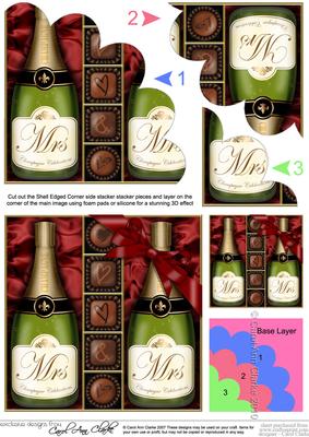 Mrs & Mrs Champers N Chocs Shell Edged Corner Side Stacker