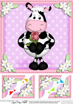 8 x 8 Milly Moo Cow's Rose Scalloped Corner Topper