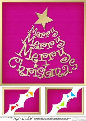 8 x 8 Merry Christmas Tree Scalloped Corner Topper