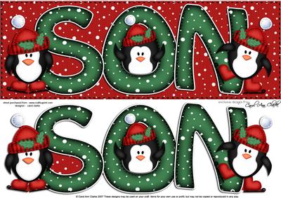 Large Dl Xmas Son with Penguins Quick Card N Decoupage