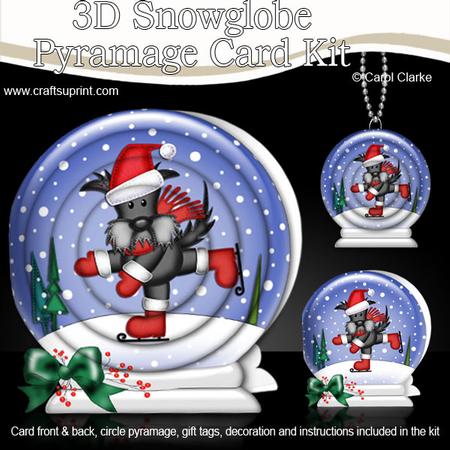 3D Xmas Scottie Dog Snowglobe Circle Pyramage Card Kit