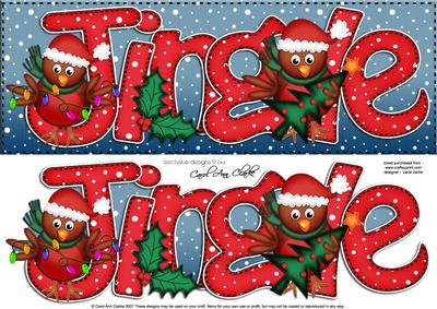 Large Dl Xmas Jingle with Robins Quick Card with 3D Decoupag